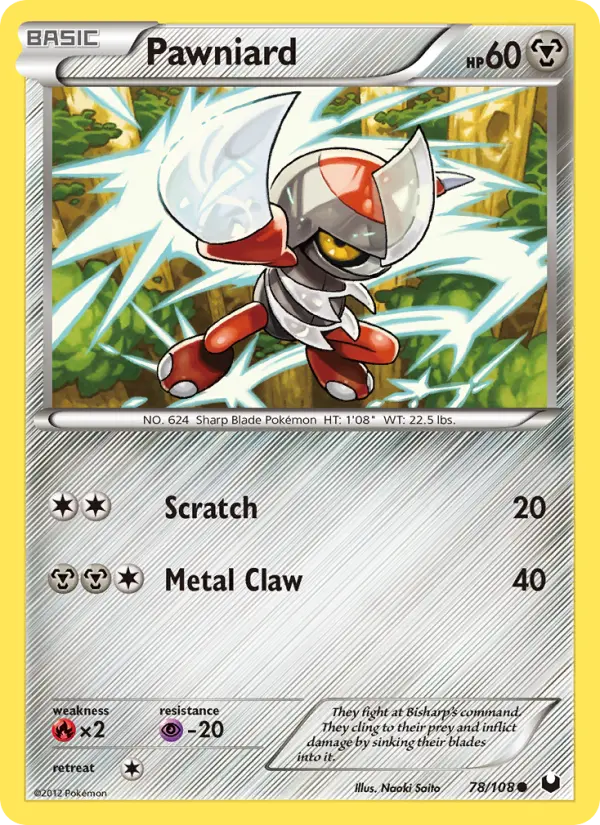 Pawniard Common Pokemon card #78 from Dark Explorers