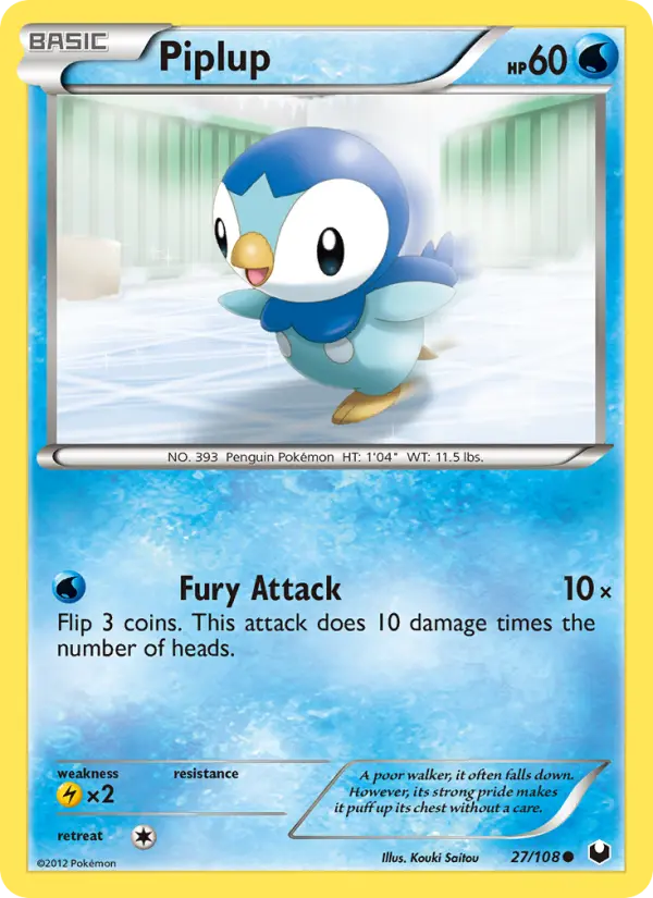 Piplup Common Pokemon card #27 from Dark Explorers