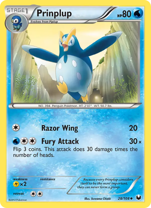 Prinplup Uncommon Pokemon card #28 from Dark Explorers