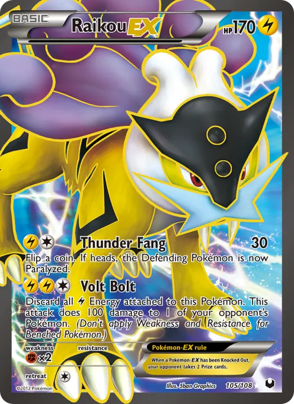 Raikou-EX Ultra Rare Pokemon card #105 from Dark Explorers