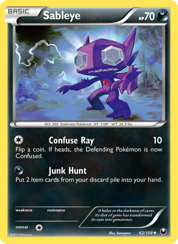 Sableye Uncommon Pokemon card #62 from Dark Explorers