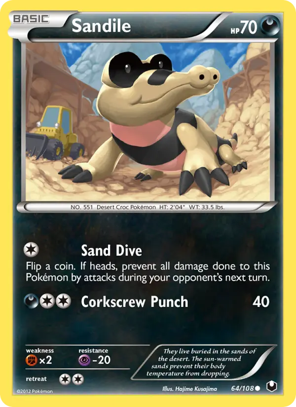 Sandile Common Pokemon card #64 from Dark Explorers