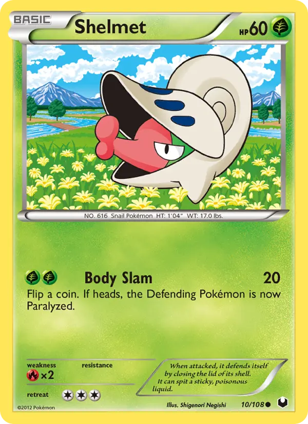 Shelmet Common Pokemon card #10 from Dark Explorers