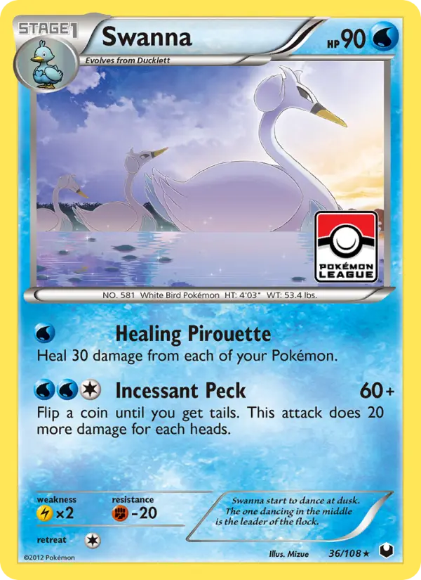 Swanna Rare Pokemon card #36 from Dark Explorers