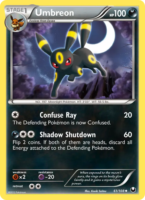 Umbreon Uncommon Pokemon card #61 from Dark Explorers