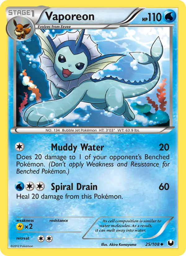 Vaporeon Uncommon Pokemon card #25 from Dark Explorers