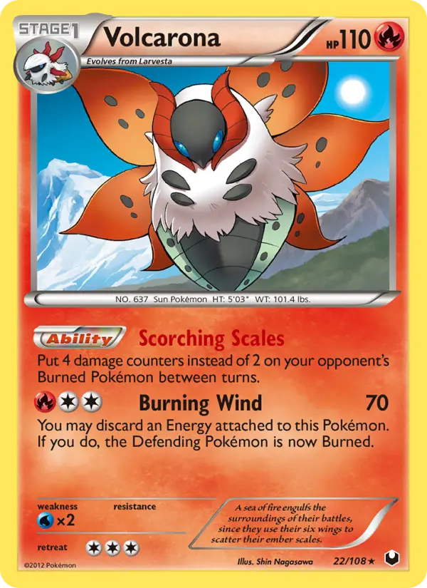 Volcarona Rare Pokemon card #22 from Dark Explorers
