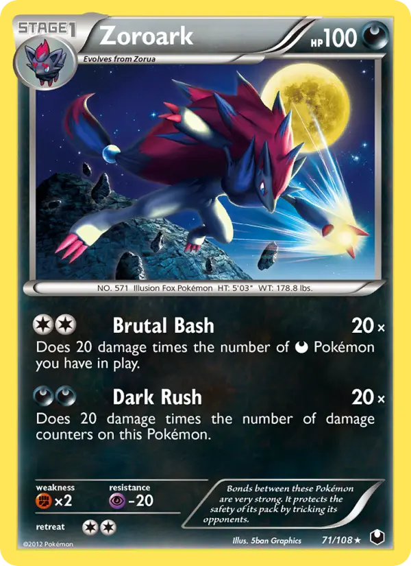 Zoroark Rare Pokemon card #71 from Dark Explorers