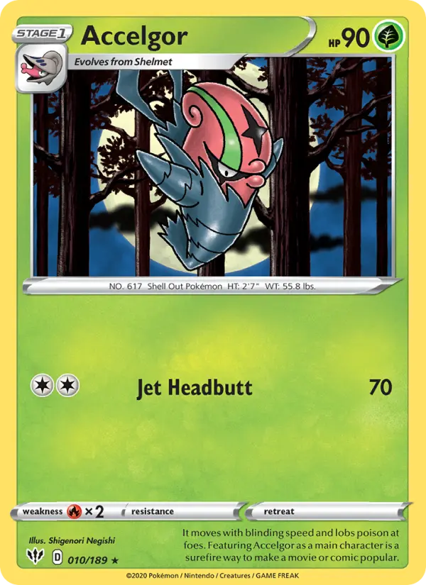 Accelgor Rare Pokemon card #10 from Darkness Ablaze