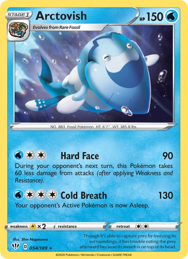 Arctovish Rare Pokemon card #54 from Darkness Ablaze