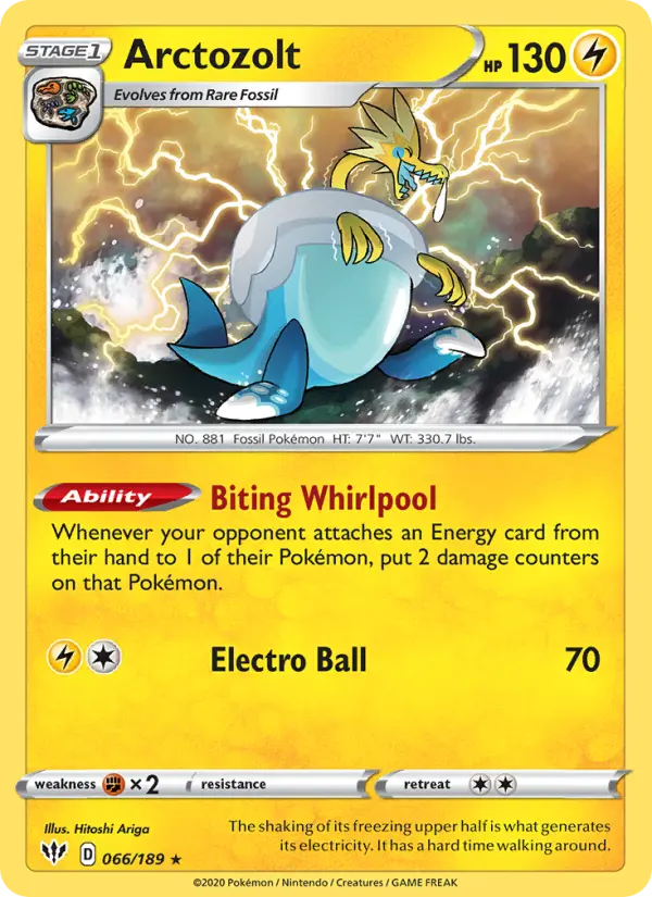 Arctozolt Holo Rare Pokemon card #66 from Darkness Ablaze