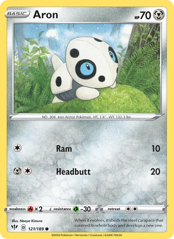 Aron Common Pokemon card #121 from Darkness Ablaze