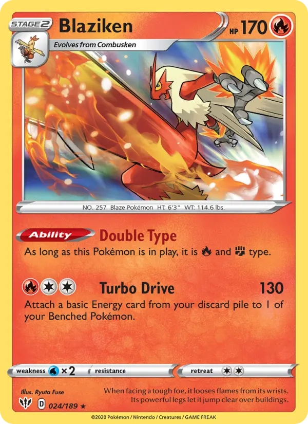 Blaziken Holo Rare Pokemon card #24 from Darkness Ablaze