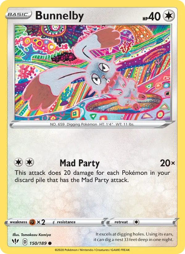 Bunnelby Common Pokemon card #150 from Darkness Ablaze