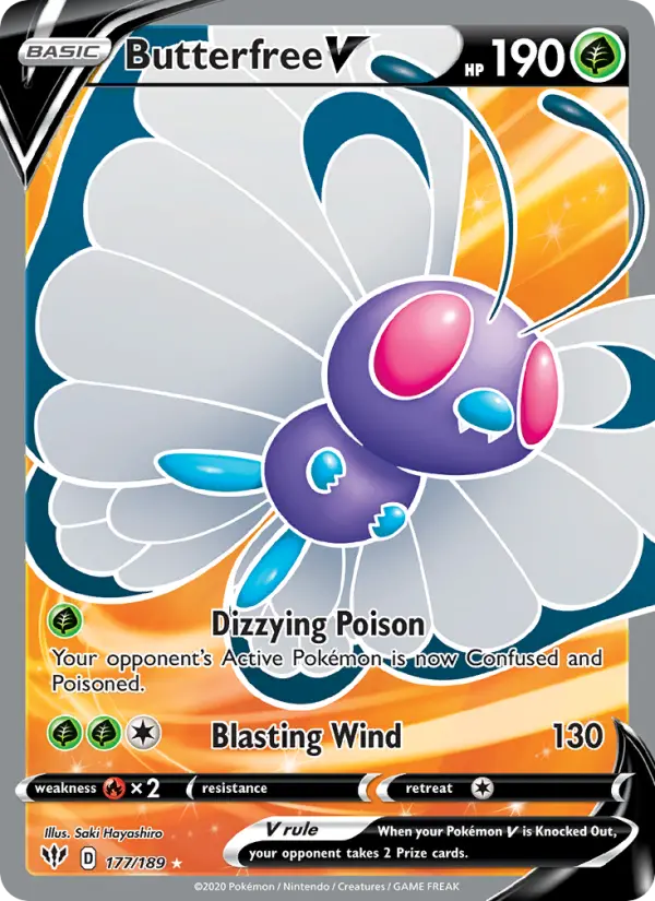 Butterfree V Ultra Rare Pokemon card #177 from Darkness Ablaze
