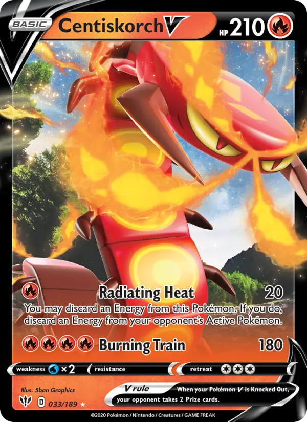 Centiskorch V Holo Rare V Pokemon card #33 from Darkness Ablaze