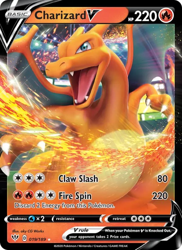 Charizard V Holo Rare V Pokemon card #19 from Darkness Ablaze