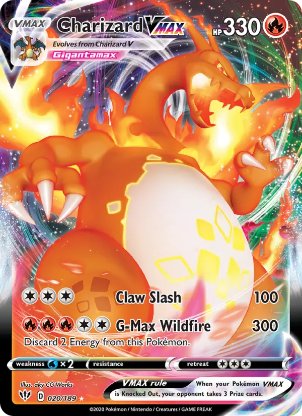 Charizard VMAX Holo Rare VMAX Pokemon card #20 from Darkness Ablaze