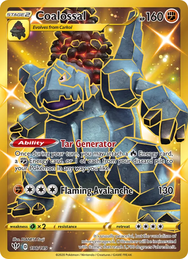 Coalossal Secret Rare Pokemon card #198 from Darkness Ablaze