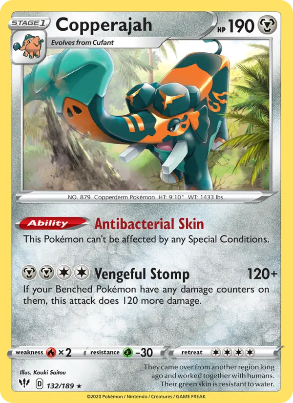 Copperajah Holo Rare Pokemon card #132 from Darkness Ablaze