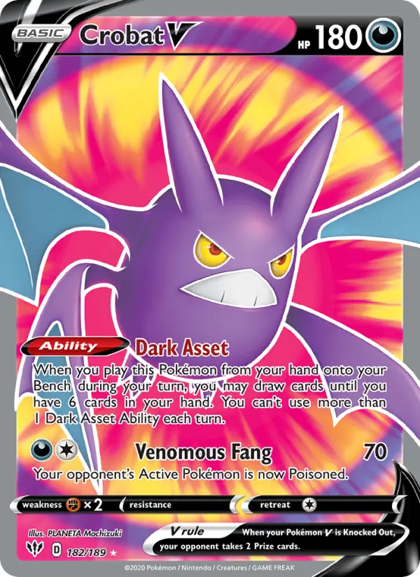 Crobat V Ultra Rare Pokemon card #182 from Darkness Ablaze
