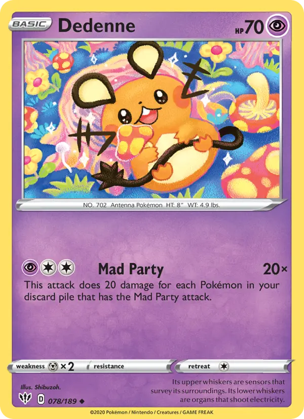 Dedenne Uncommon Pokemon card #78 from Darkness Ablaze