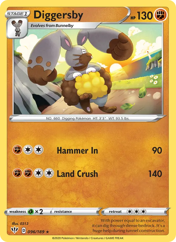 Diggersby Rare Pokemon card #96 from Darkness Ablaze