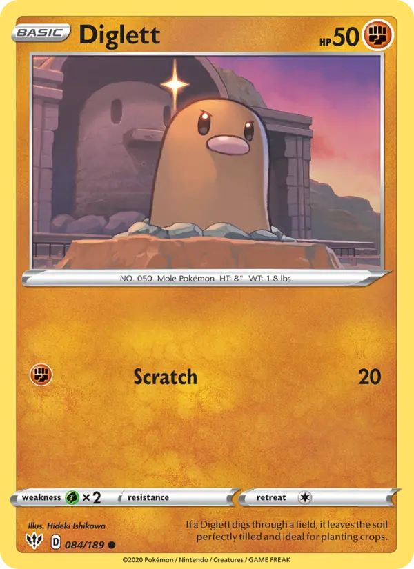 Diglett Common Pokemon card #84 from Darkness Ablaze
