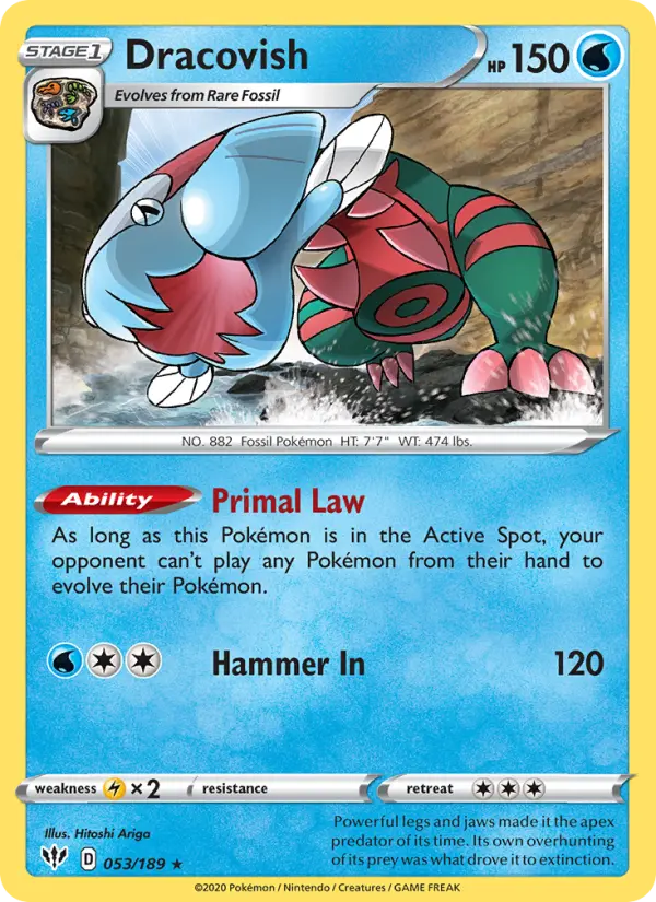 Dracovish Holo Rare Pokemon card #53 from Darkness Ablaze
