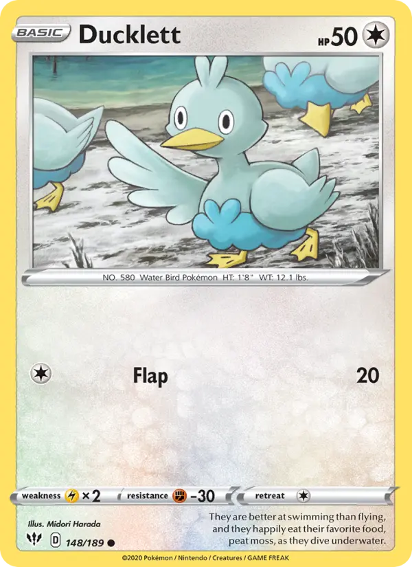 Ducklett Common Pokemon card #148 from Darkness Ablaze