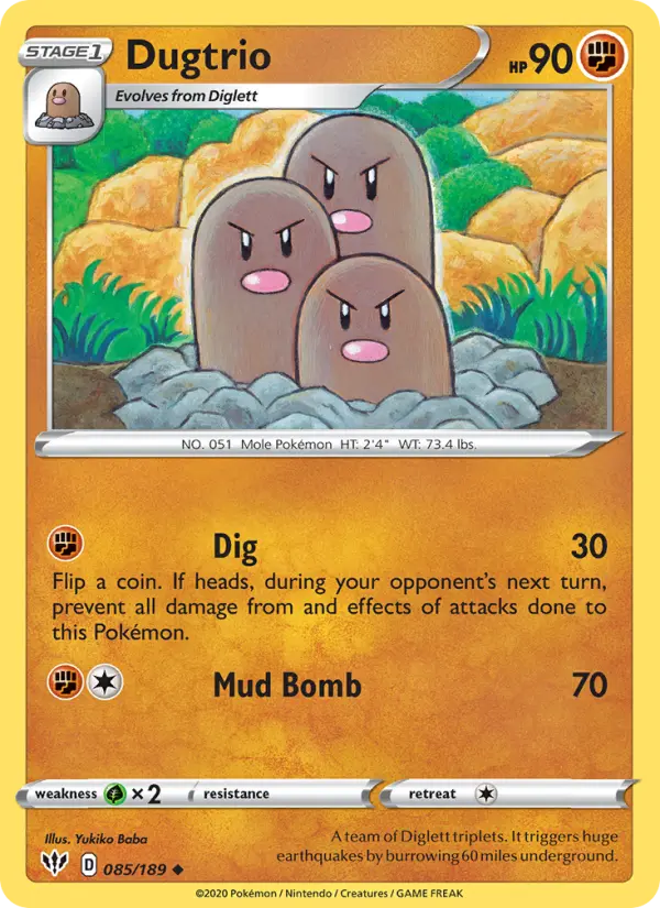 Dugtrio Uncommon Pokemon card #85 from Darkness Ablaze