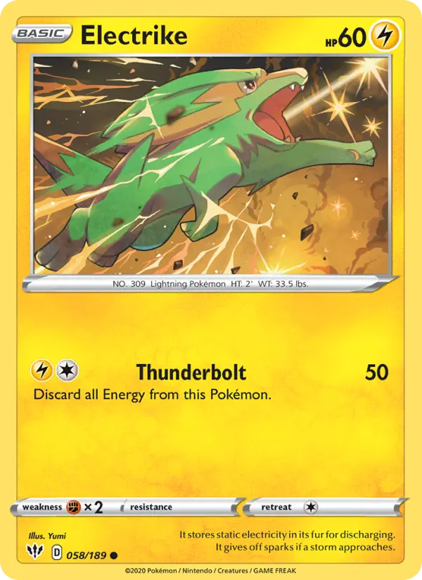 Electrike Common Pokemon card #58 from Darkness Ablaze