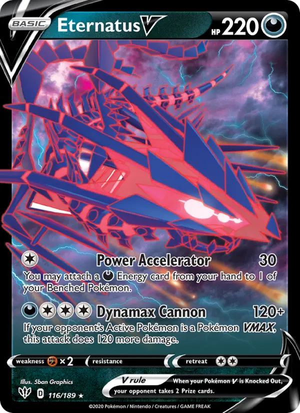Eternatus V Holo Rare V Pokemon card #116 from Darkness Ablaze