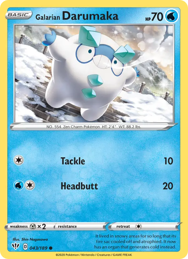 Galarian Darumaka Common Pokemon card #43 from Darkness Ablaze