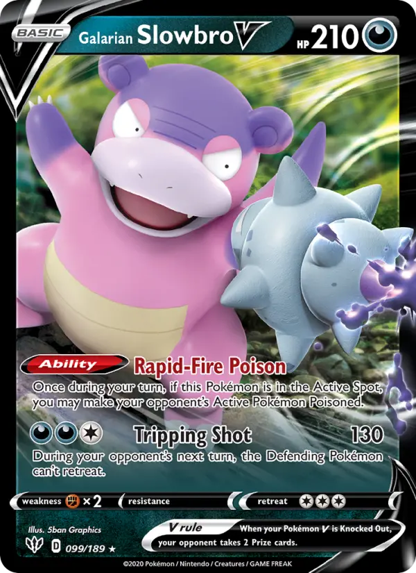 Galarian Slowbro V Holo Rare V Pokemon card #99 from Darkness Ablaze
