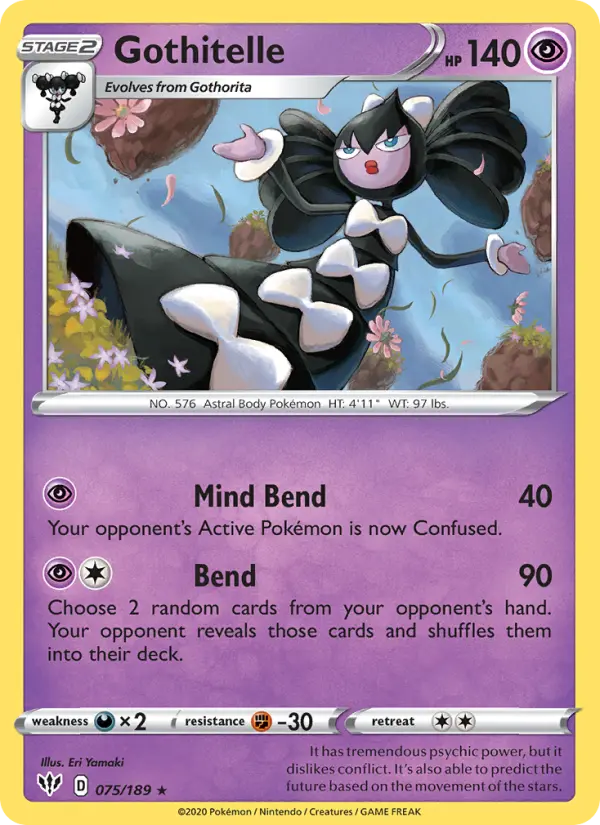 Gothitelle Rare Pokemon card #75 from Darkness Ablaze