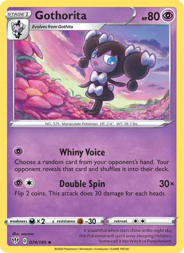 Gothorita Uncommon Pokemon card #74 from Darkness Ablaze