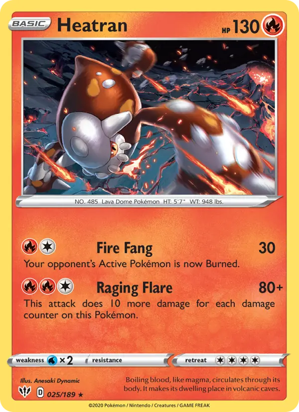 Heatran Holo Rare Pokemon card #25 from Darkness Ablaze