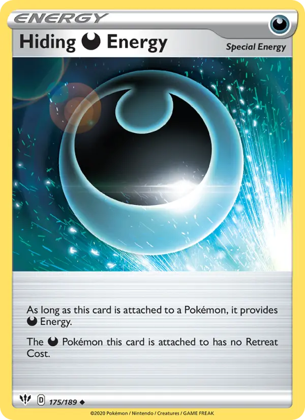 Hiding Darkness Energy Uncommon Pokemon card #175 from Darkness Ablaze