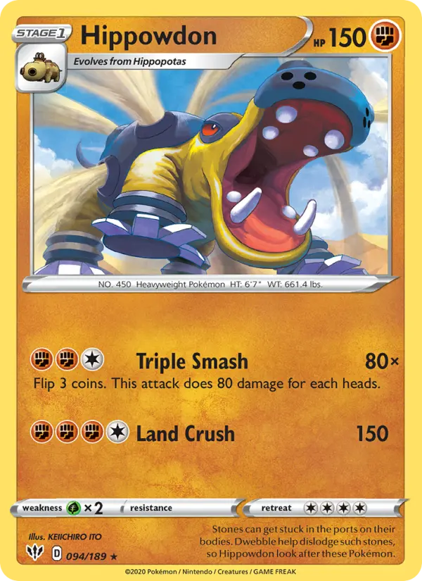 Hippowdon Rare Pokemon card #94 from Darkness Ablaze