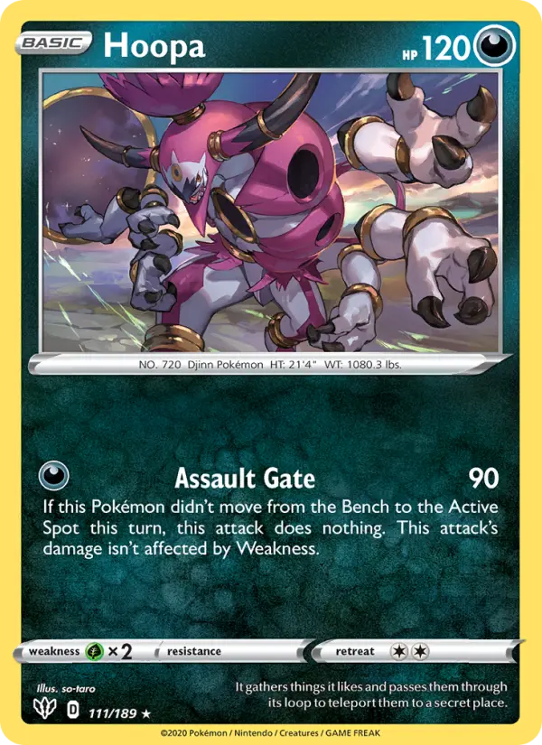 Hoopa Holo Rare Pokemon card #111 from Darkness Ablaze