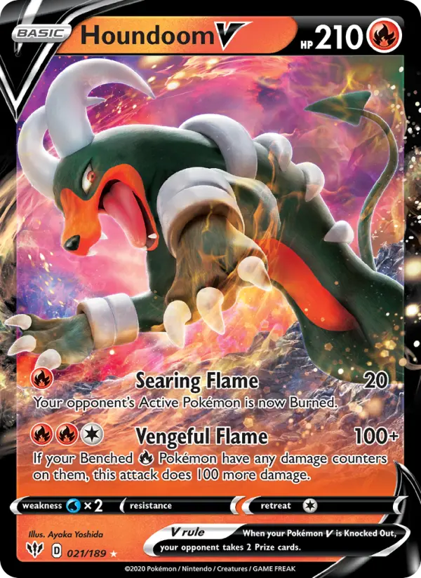 Houndoom V Holo Rare V Pokemon card #21 from Darkness Ablaze