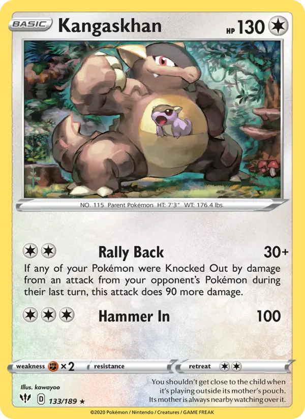 Kangaskhan Holo Rare Pokemon card #133 from Darkness Ablaze