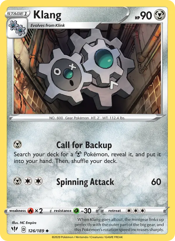 Klang Uncommon Pokemon card #126 from Darkness Ablaze