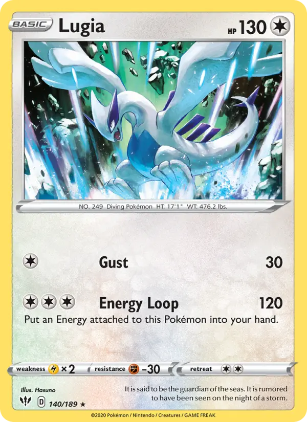 Lugia Rare Pokemon card #140 from Darkness Ablaze