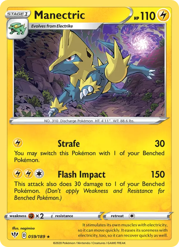 Manectric Rare Pokemon card #59 from Darkness Ablaze