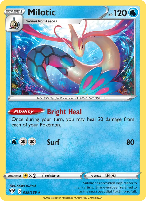 Milotic Holo Rare Pokemon card #39 from Darkness Ablaze