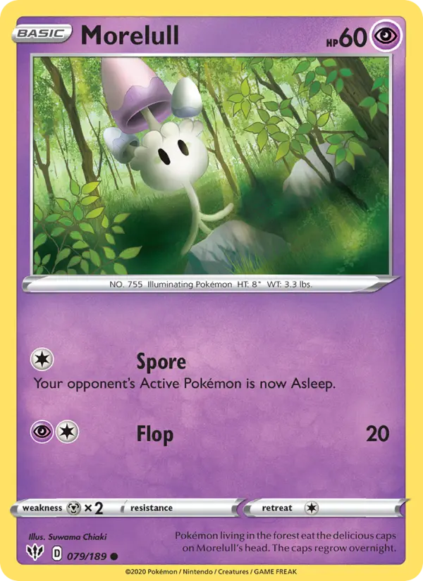 Morelull Common Pokemon card #79 from Darkness Ablaze