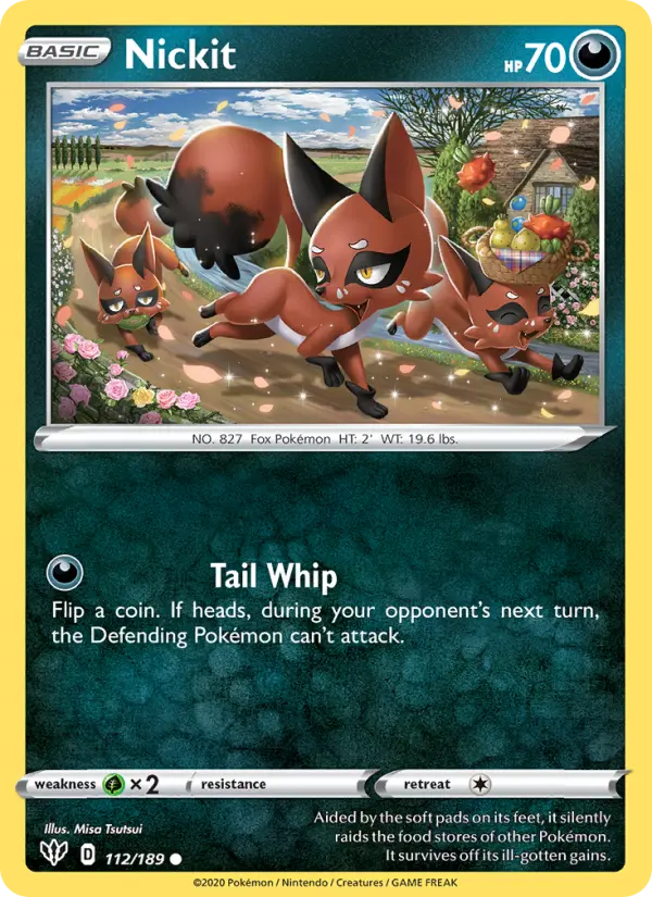 Nickit Common Pokemon card #112 from Darkness Ablaze