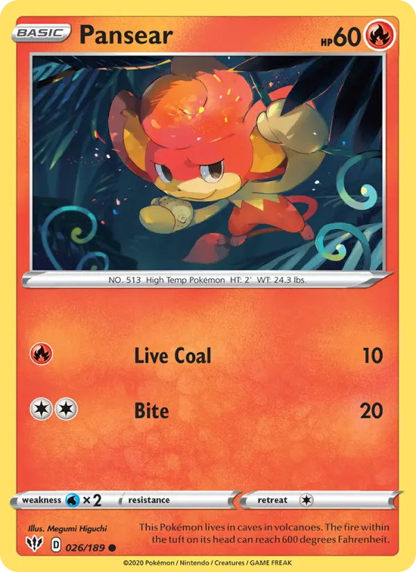 Pansear Common Pokemon card #26 from Darkness Ablaze